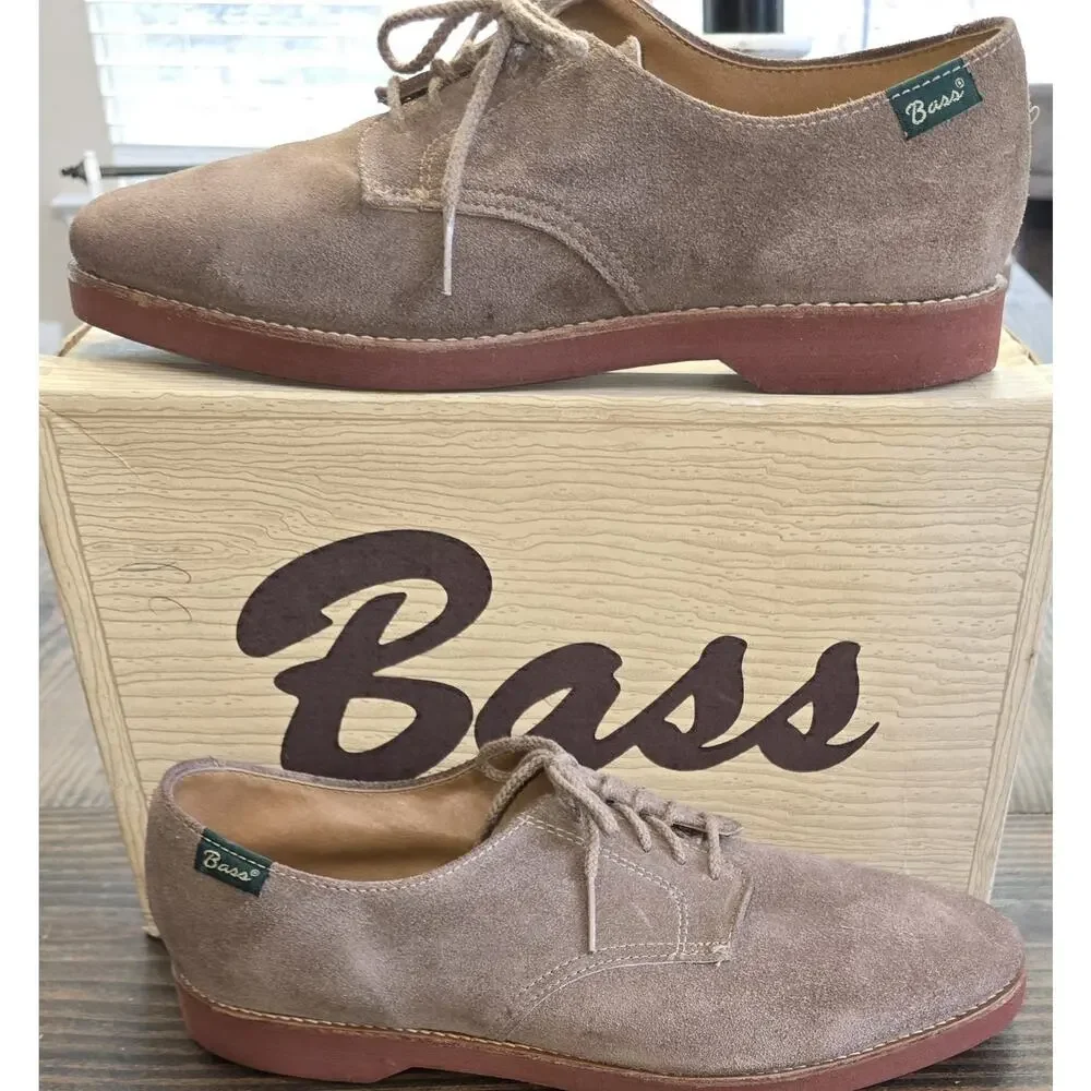 GH Bass Vintage Men's Buc Oxfords Bucs Shoes Size 12N Tan Taupe Suede Lace Up